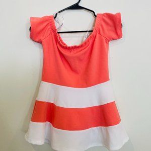 CUTE SUMMER PEPLUM TOP WHITE AND CORAL COLOR